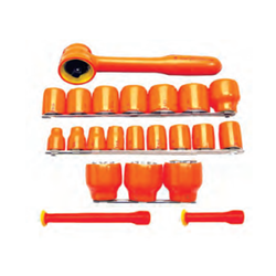 Salisbury Insulated Tool Close Quarters Socket Set 3/8 Drive 16 Pieces With Ratchet Handle 2 Flared Extensions 12 Point Box S204653